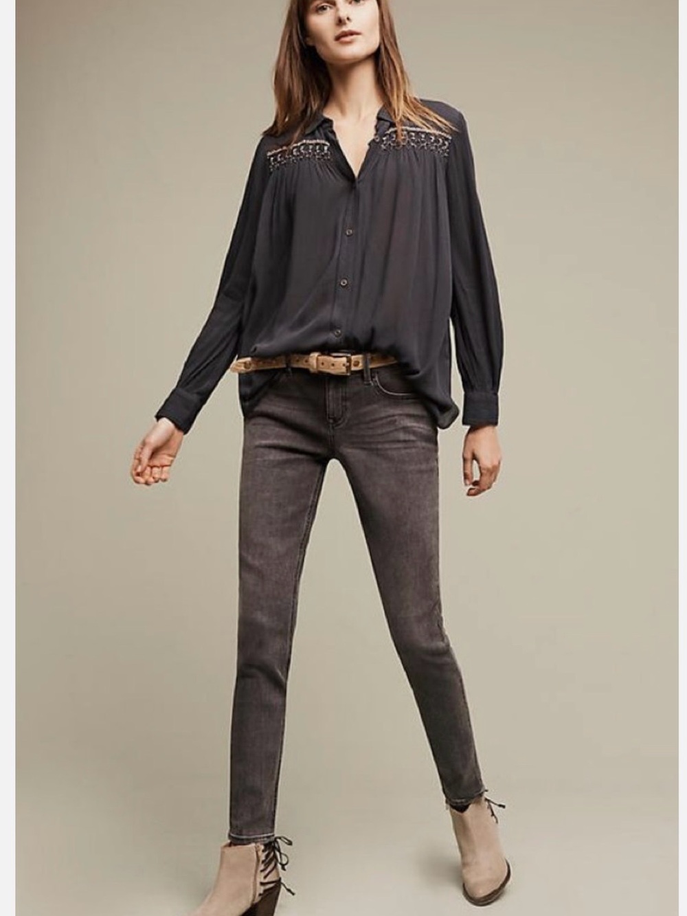 Anthropologie Floreat Beulah Button down Tunic Shirt Size oversized XS
